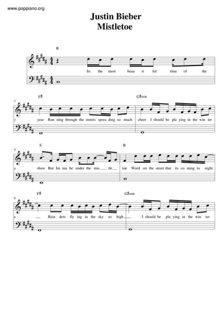 Download Free Mistletoe Sheet Music PDF – Holiday Music for Singers & Musicians