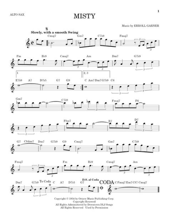 Misty Alto Sax Sheet Music PDF – Download Instant Digital Sheet Music