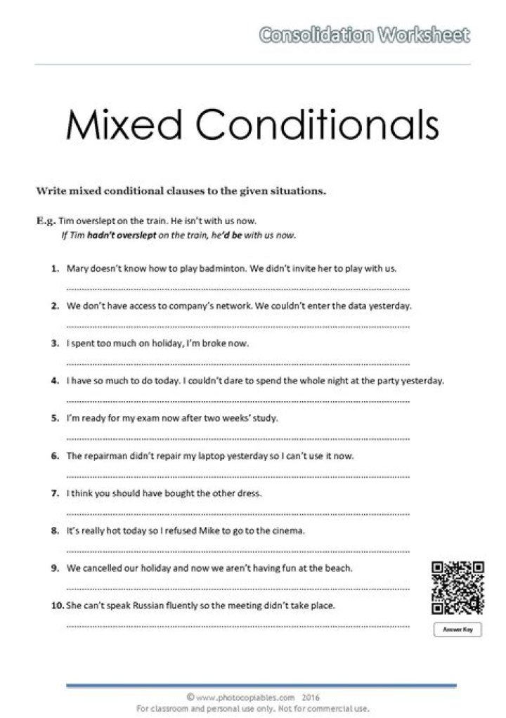 Mixed Conditionals Exercises with Answers PDF: Instant Practice & Solutions