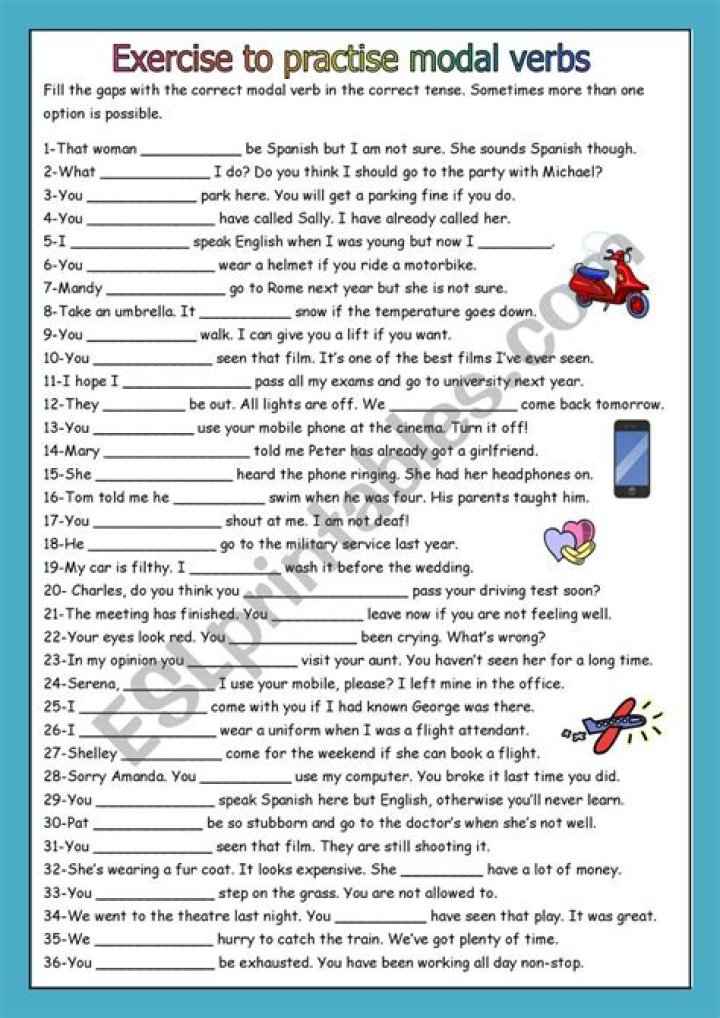 Mixed Modal Verbs Exercises PDF with Answers – Practice & Learn