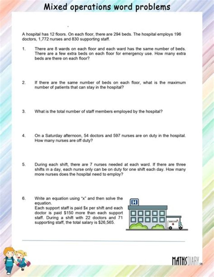 Mixed Operations Word Problems Worksheets PDF for Math Practice