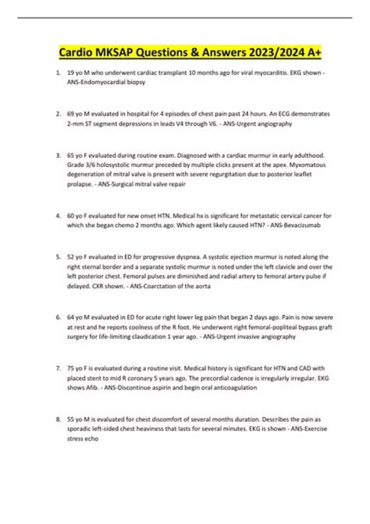 Free MKSAP Cardiology Questions PDF for Exam Prep
