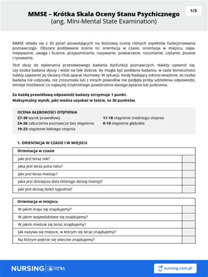 Test MMSE polski PDF – Efektywny Evaluator Kognitywny