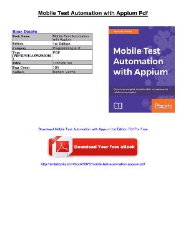 Mobile Test Automation with Appium: Nishant Verma’s Expert Guide PDF
