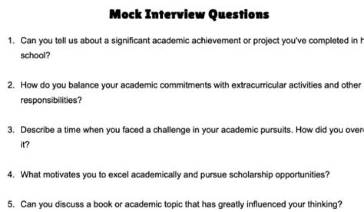 Free Mock Interview Questions for High School Students PDF