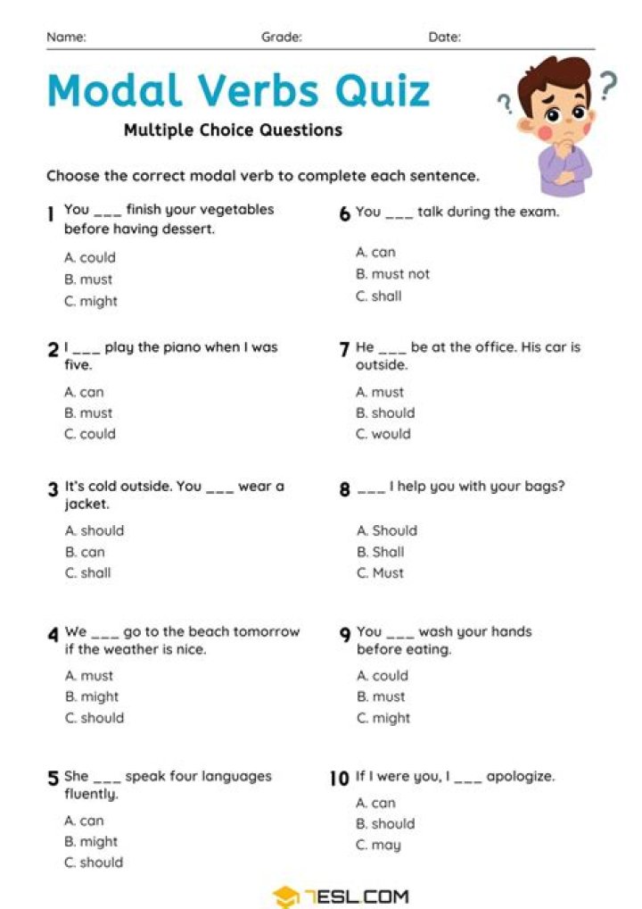 Modal Verbs Quiz with Answers PDF – Instant Practice & Instant Results