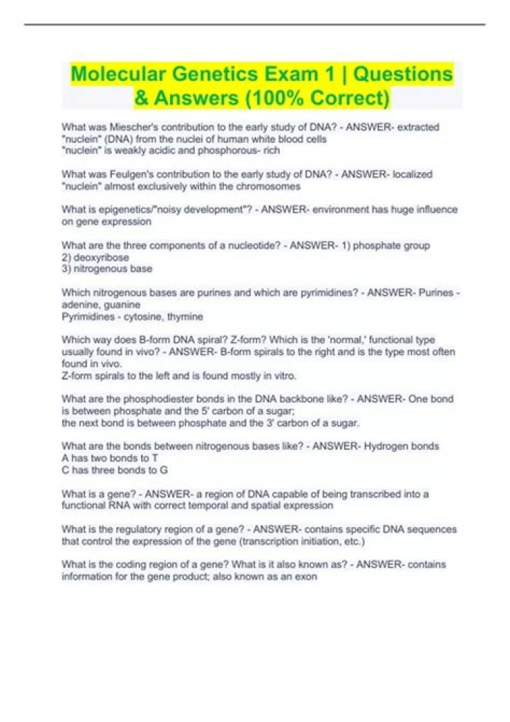 Molecular Genetics Questions and Answers PDF: Expert Study Resource