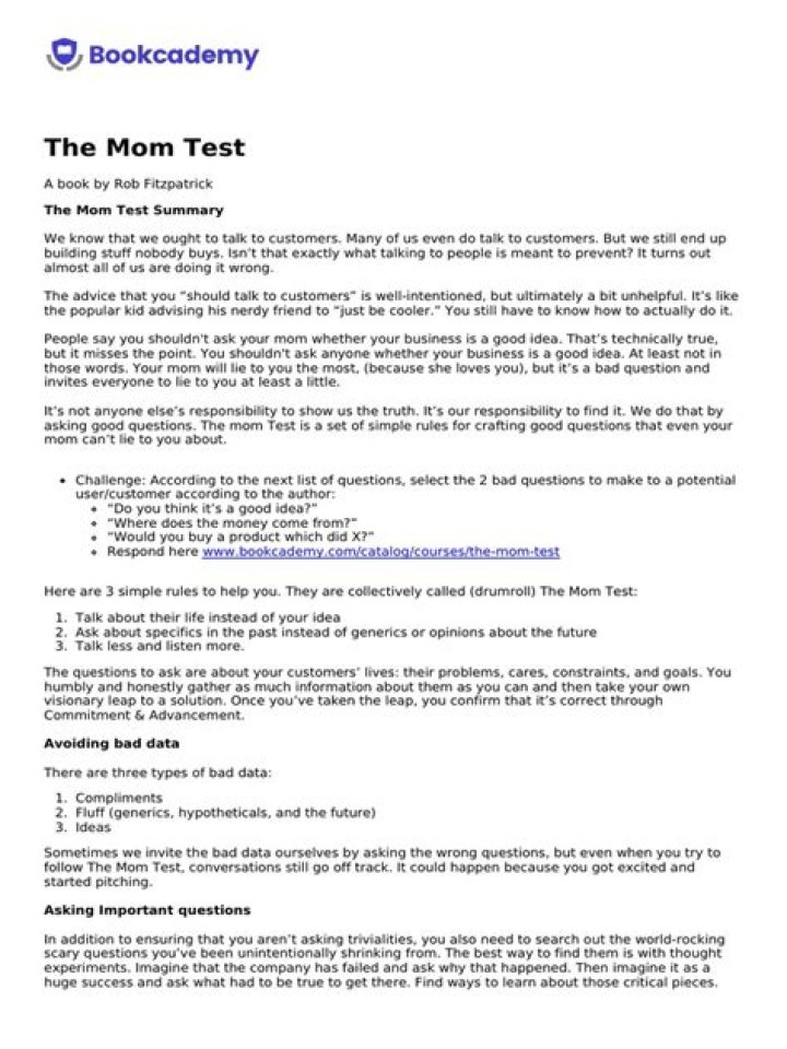 Mom Test Book PDF: Essential Parenting Guide for Every Mother