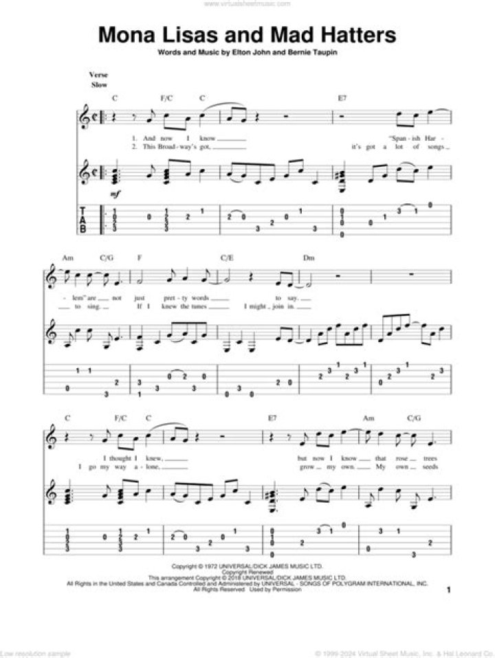 Mona Lisa's and Mad Hatter's Sheet Music PDF – Download Free Playable Scores