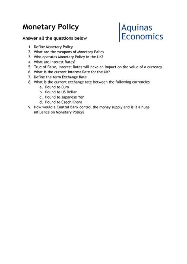 Monetary Policy Questions and Answers PDF: Expert Guide