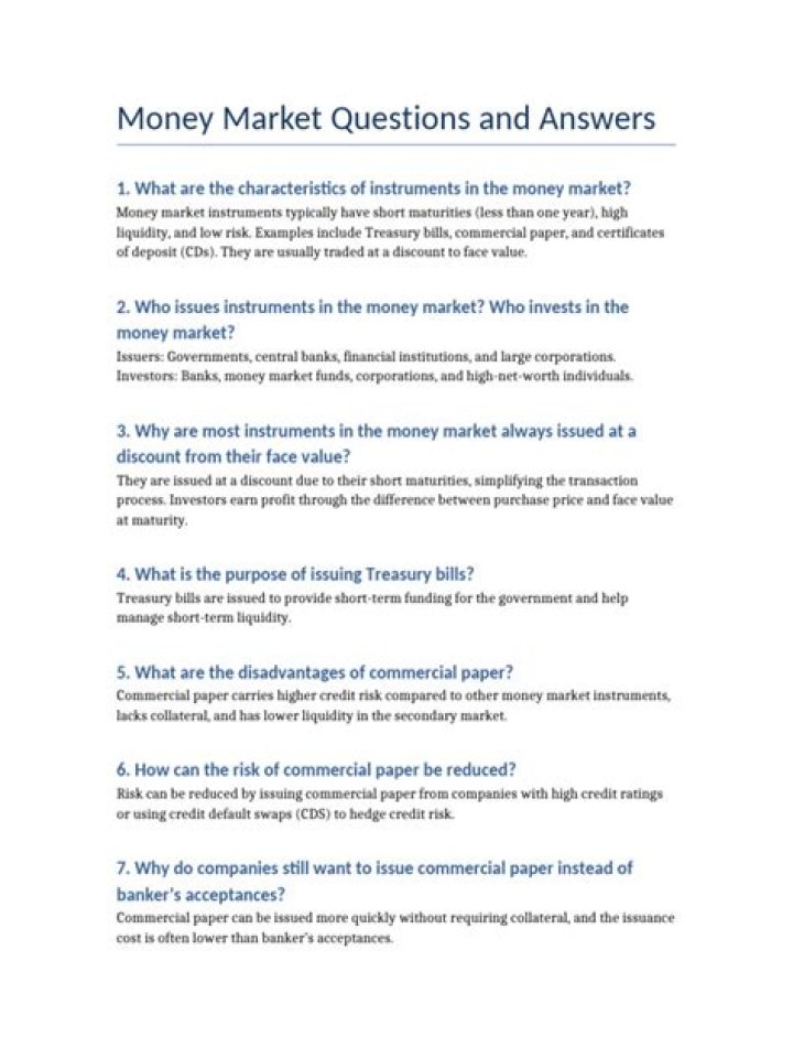 Money Market Questions and Answers PDF: Expert Insights