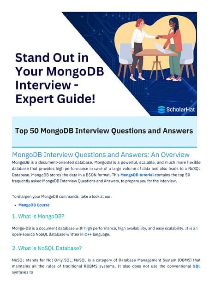 Mongodb Interview Questions PDF: Mastering Top Technical & Behavioral Questions