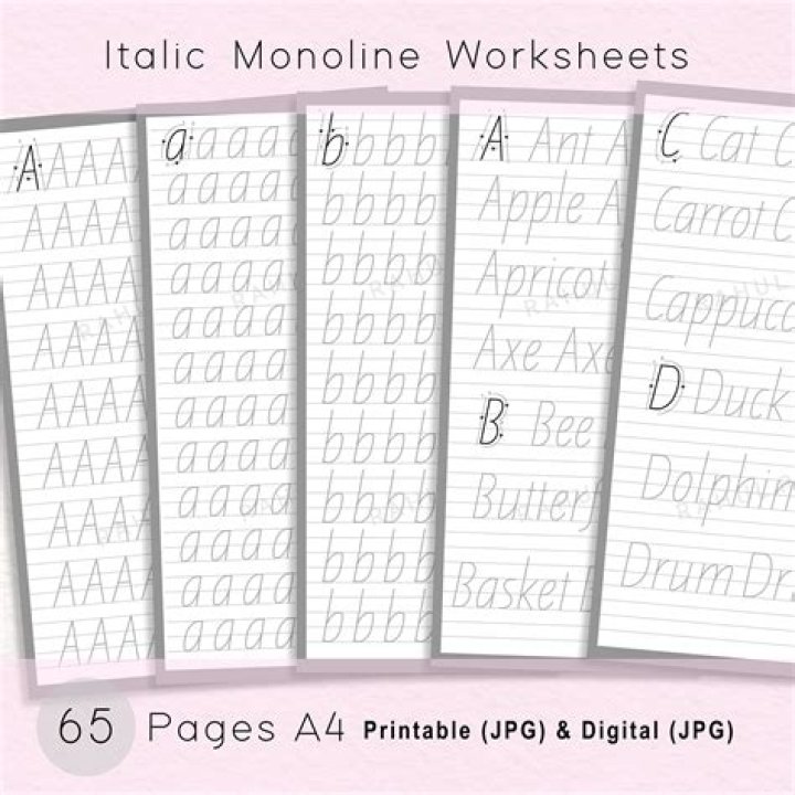 Free Monoline Italic Handwriting Worksheets PDF for Perfect Penmanship