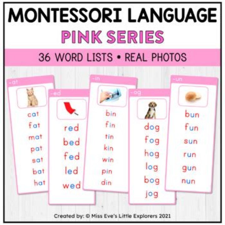 Montessori Pink Series Word List PDF for Early Literacy