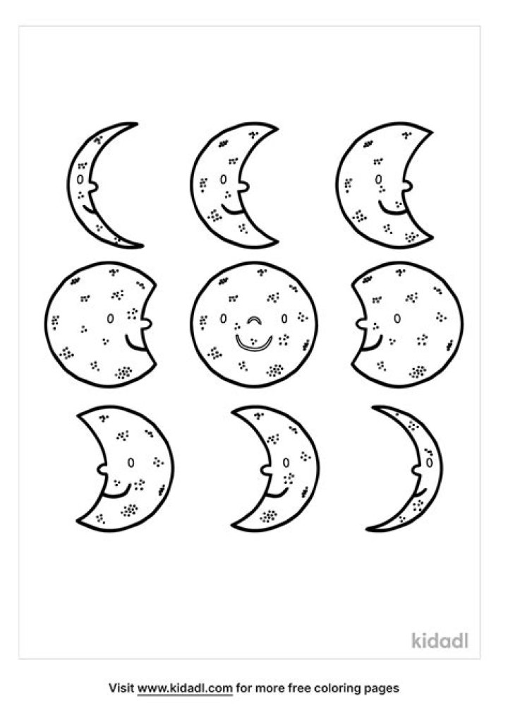 Moon Phases Coloring Sheet PDF – Fun Printable for Kids & Adults
