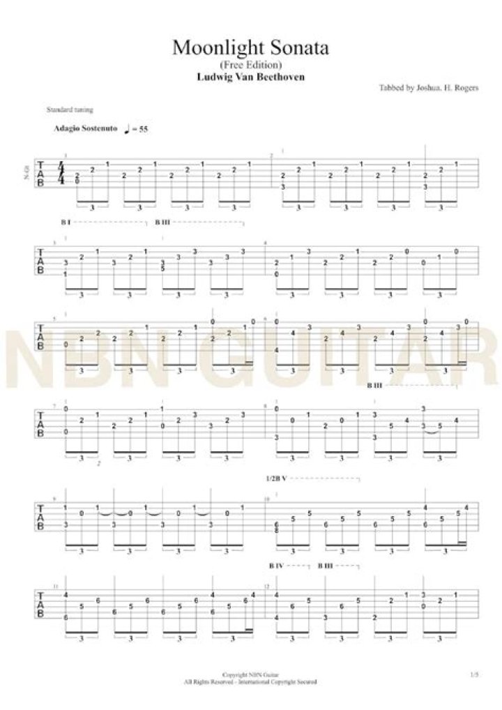 Moonlight Sonata Guitar Sheet Music PDF – Perfect for Beginners & Pros