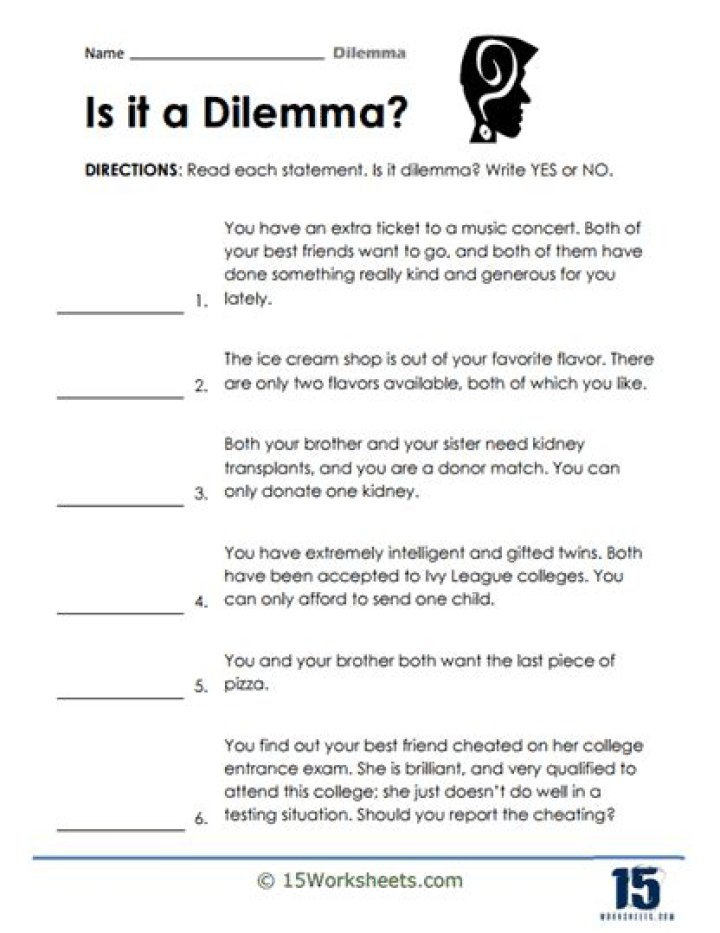 Moral Dilemma Worksheet PDF for Ethical Decision-Making