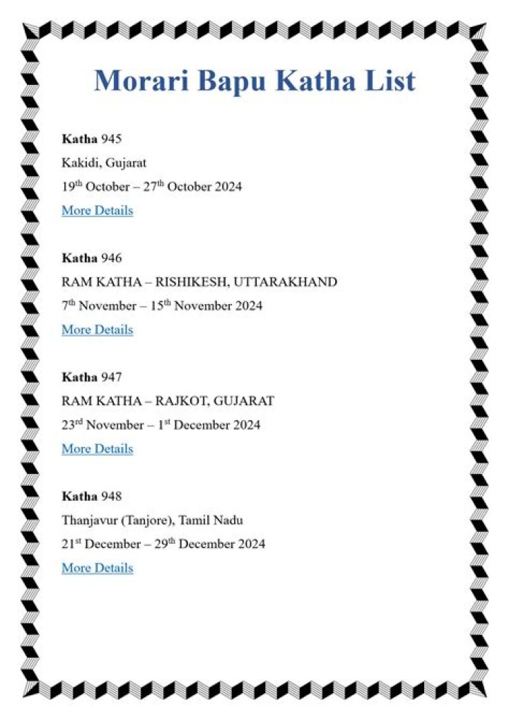 Morari Bapu Katha List PDF: Essential Spiritual Stories