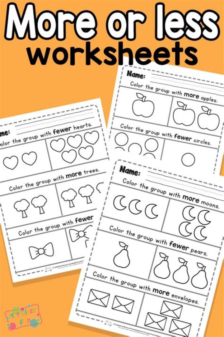 More and Less Worksheets for Kindergarten PDF – Free Printable