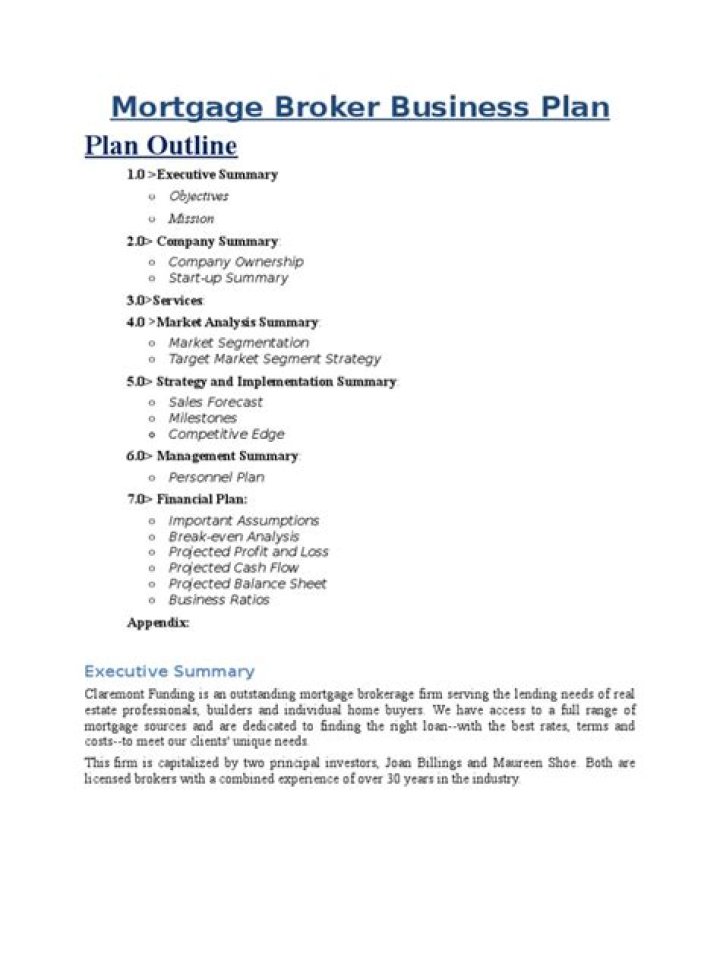 Mortgage Broker Business Plan Sample PDF – Ready-to-Use Template