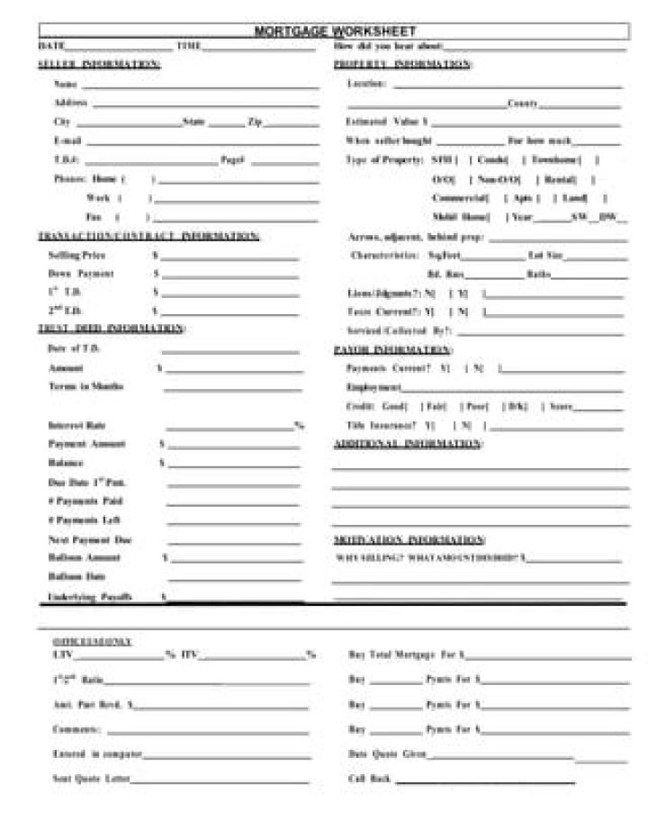 Download Free Mortgage Worksheet PDF for Easy Home Loan Calculations
