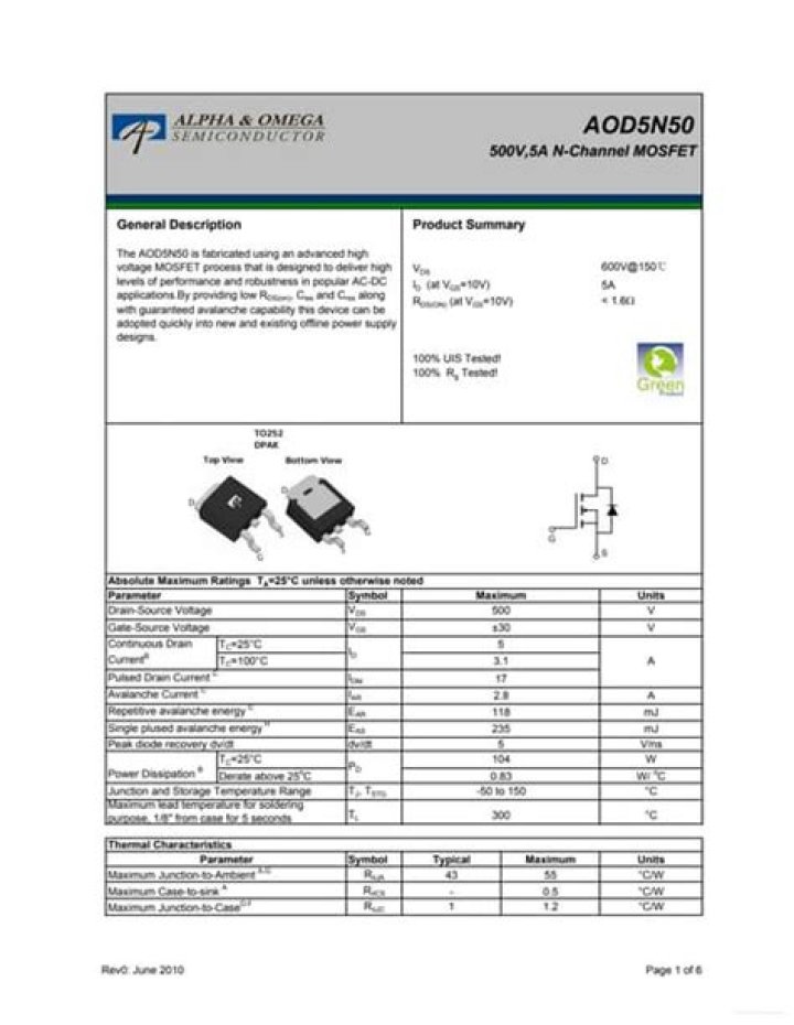 MOSFET Data Sheet PDF: Complete Technical Specifications & Performance