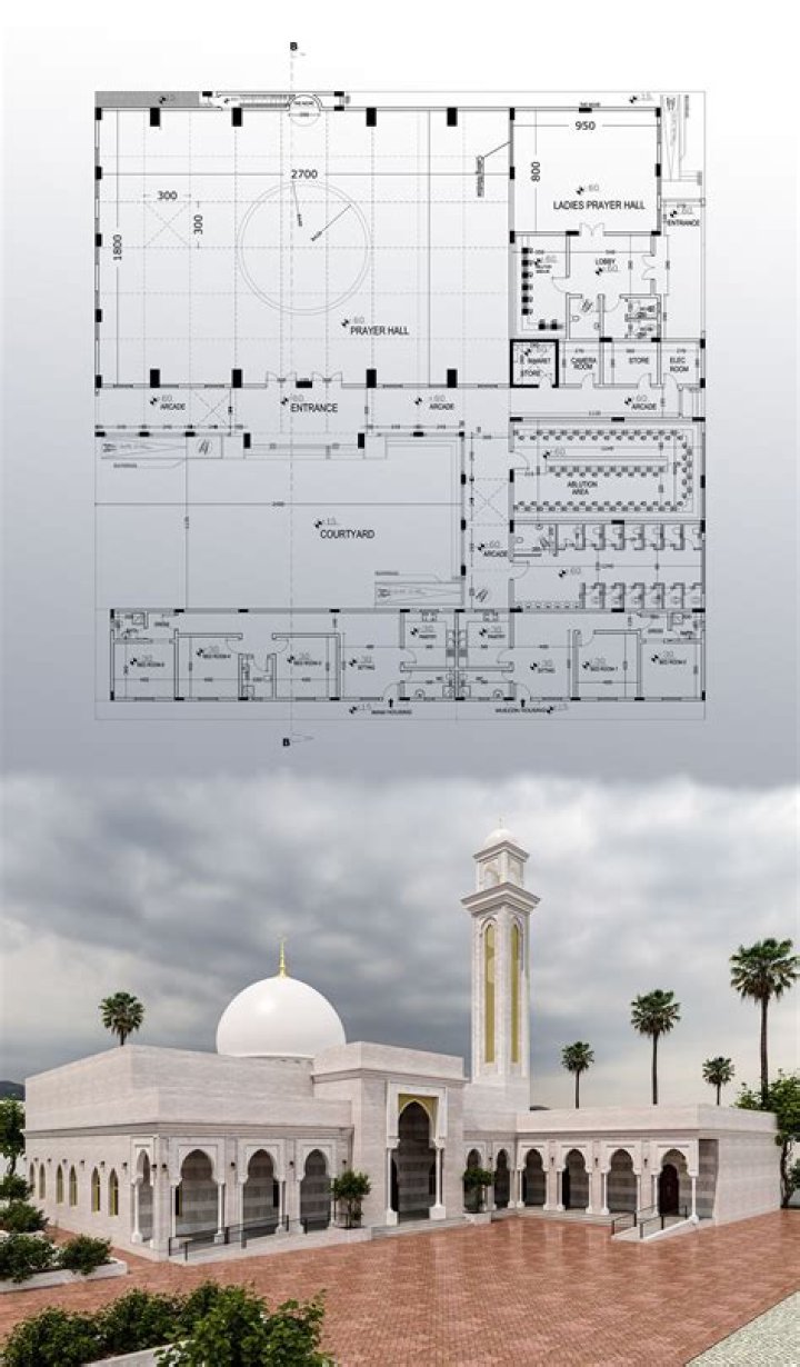 Detailed Mosque Plans and Elevations PDF for Architects & Designers