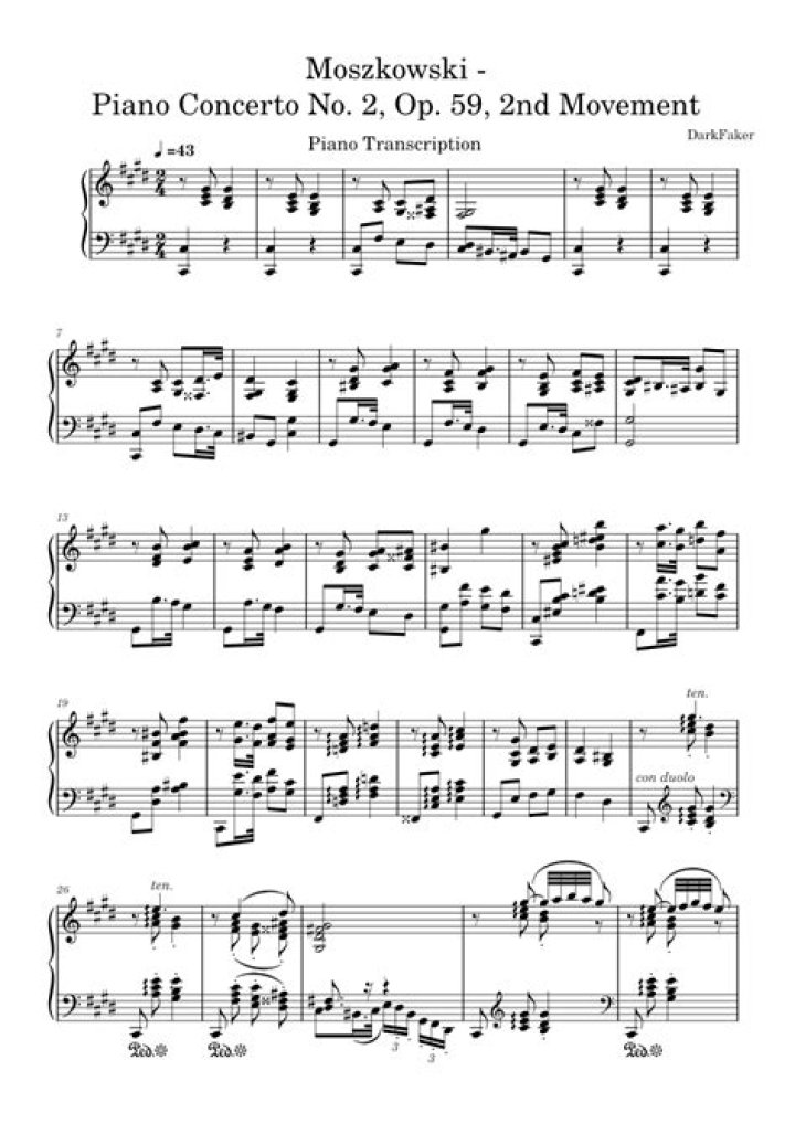 Moszkowski Piano Concerto No. 2: Full Piano Sheet Music PDF Download