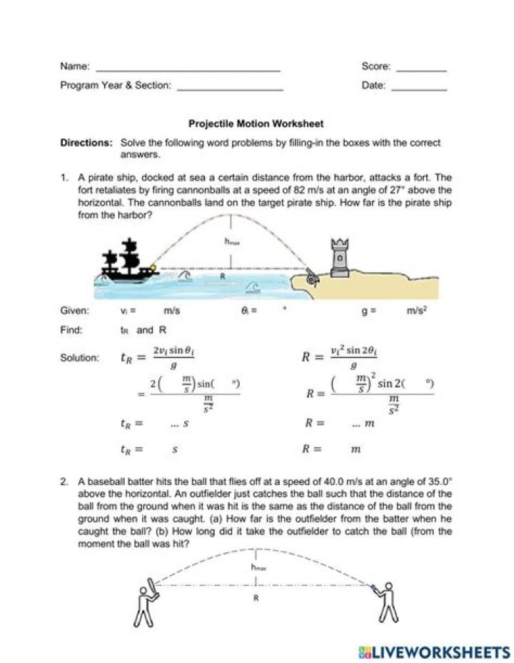 Motion Problems Worksheet with Answers PDF for Therapy & Rehab