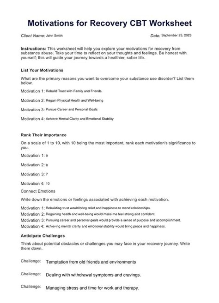 Motivation in Recovery Worksheet PDF: Empower Your Healing Journey
