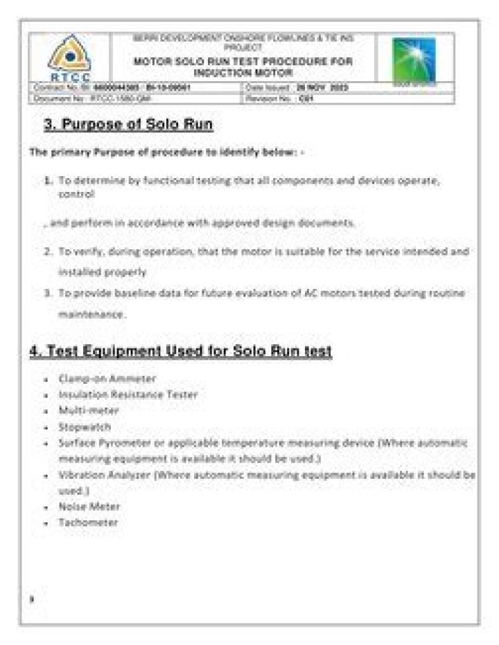 Motor Solo Run Test Procedure PDF: Complete Step-by-Step Guide