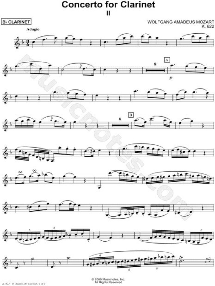 Mozart Clarinet Concerto Adagio Sheet Music PDF – Download Now
