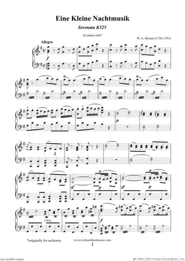 Mozart Eine Kleine Nachtmusik - Sheet Music PDF Download