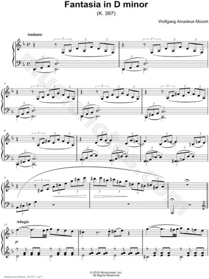 Mozart Fantasia in D Minor Sheet Music PDF – Instant Download