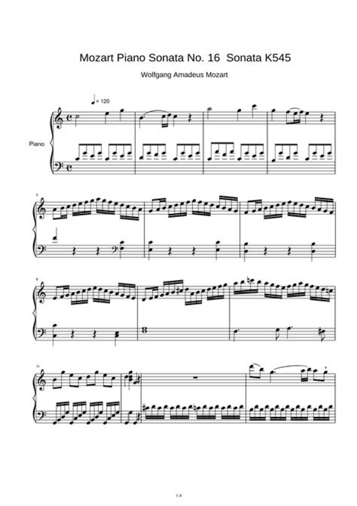 Mozart Sonata 16 Sheet Music PDF – Download Free Classical Piano Sheet Music