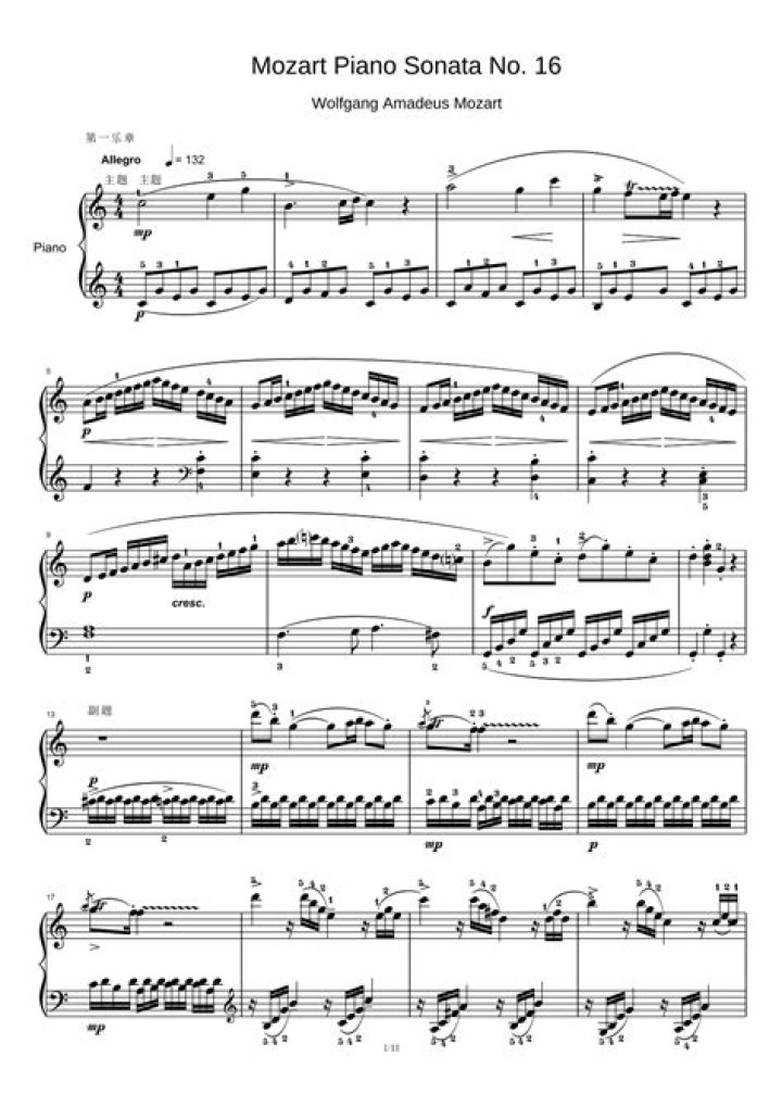 Mozart Sonata No. 16 Sheet Music PDF – Free Download