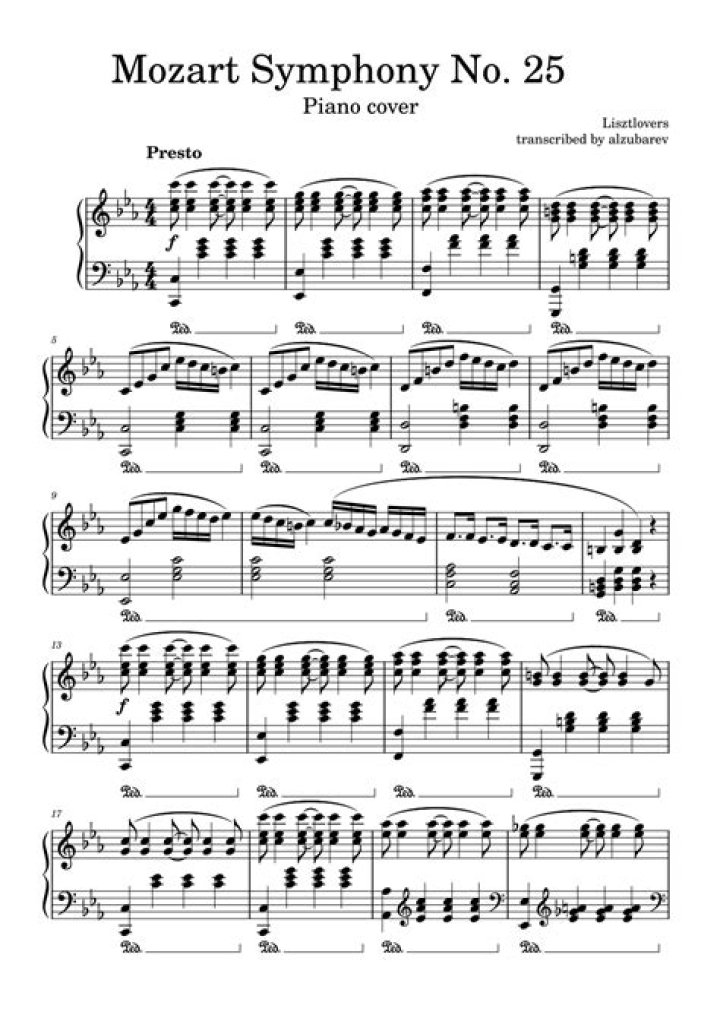 Mozart Symphony No. 25 Full Score Sheet Music PDF – Download Now