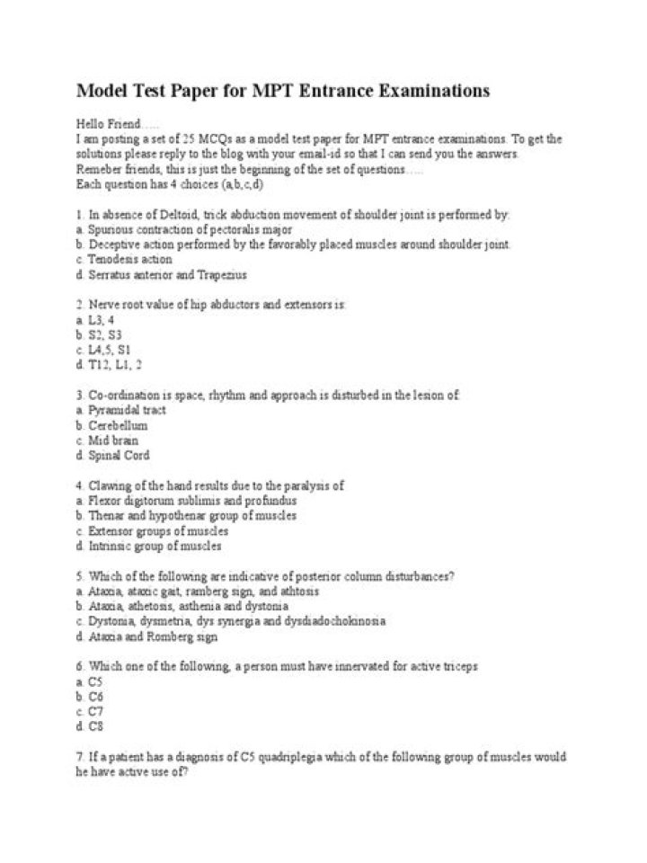 MPT Entrance Exam Question Papers PDF – Download Free Sample Papers