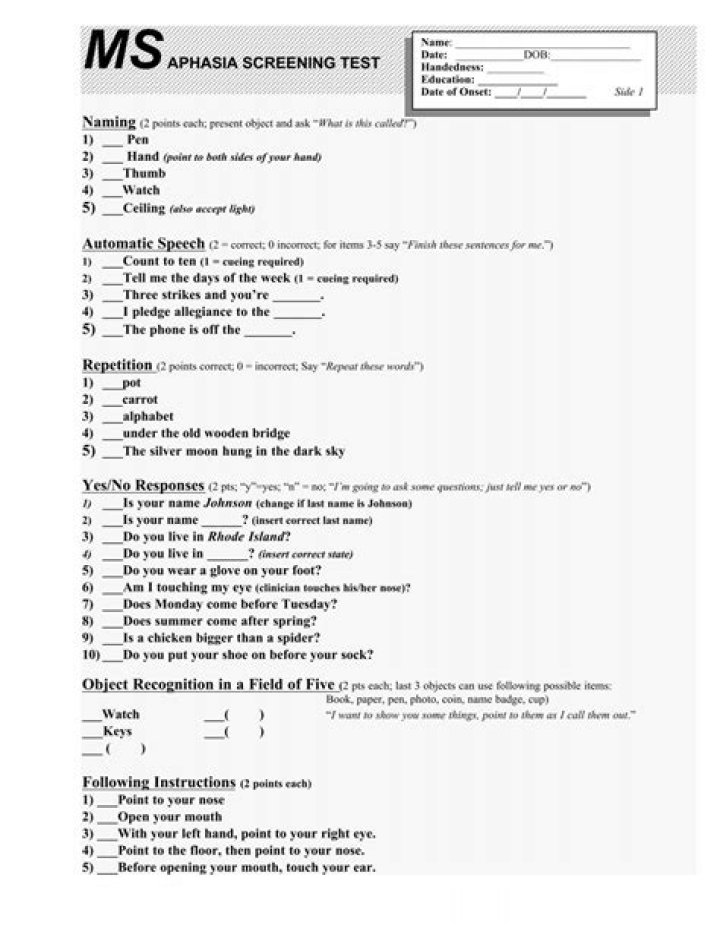 MS Aphasia Screening Test PDF: Quick & Reliable Assessment