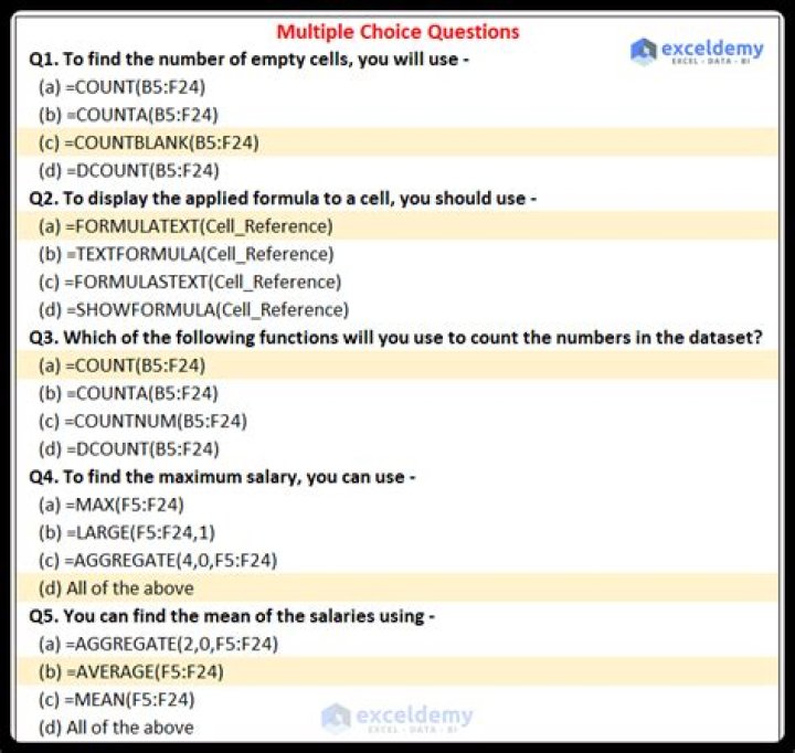 MS Excel Multiple Choice Questions & Answers PDF Download