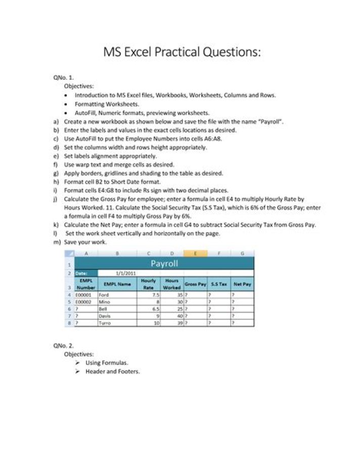MS Excel Practical Questions & Answers PDF for Instant Download