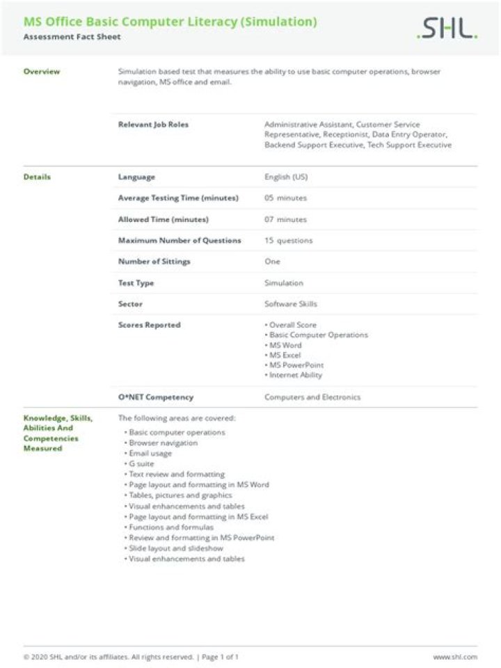 MS Office Basic Computer Literacy Test PDF – Practice Now