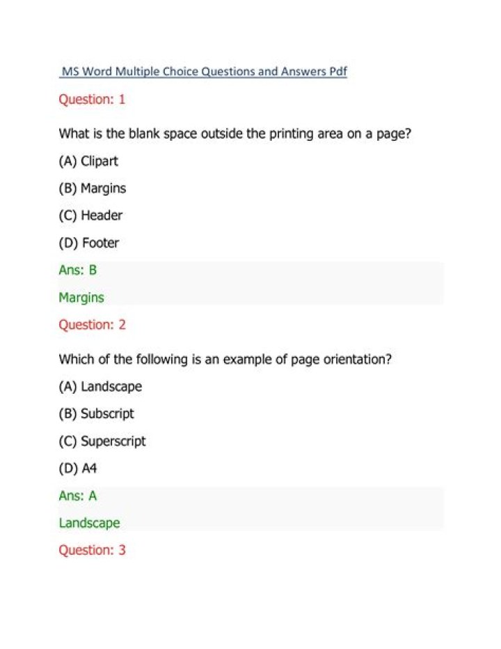 MS Word Multiple Choice Questions & Answers PDF – Instant Download