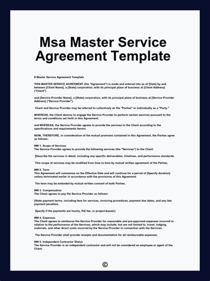 MSA Managed Service Agreement PDF – Complete Legal Template