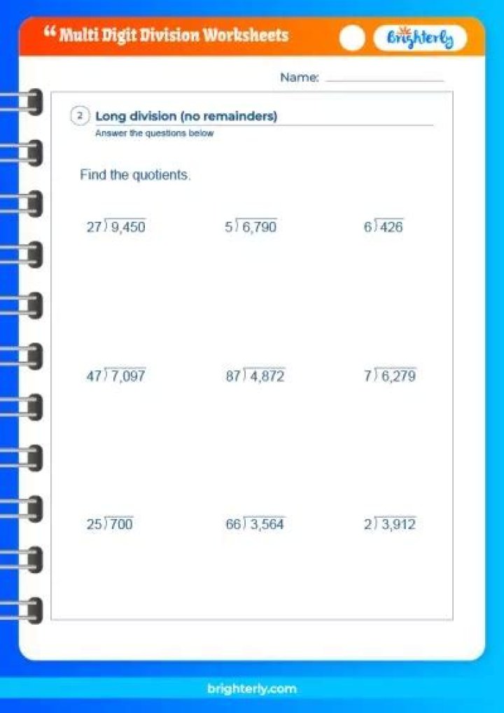 Multi-Digit Division Worksheets PDF – Instant Download