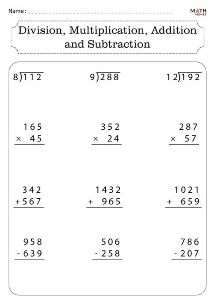 Multi-Digit Multiplication and Division Worksheets PDF – Download Free Practice PDFs