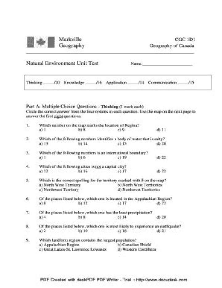 Free Multiple Choice Geography Questions and Answers PDF Download