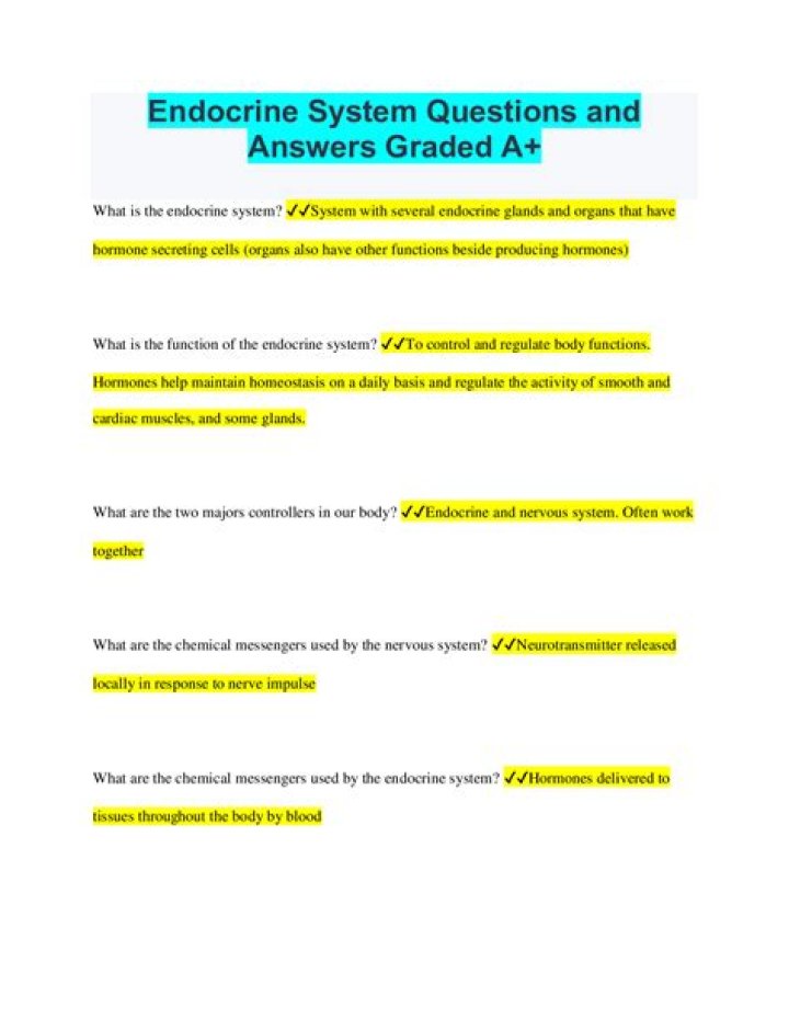 Multiple Choice Questions on Endocrine System with Answers PDF