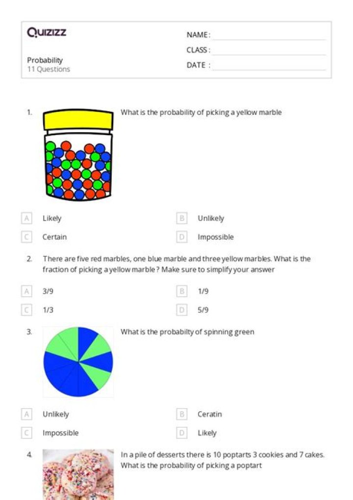 Free PDF: Multiple Choice Questions on Probability with Answers