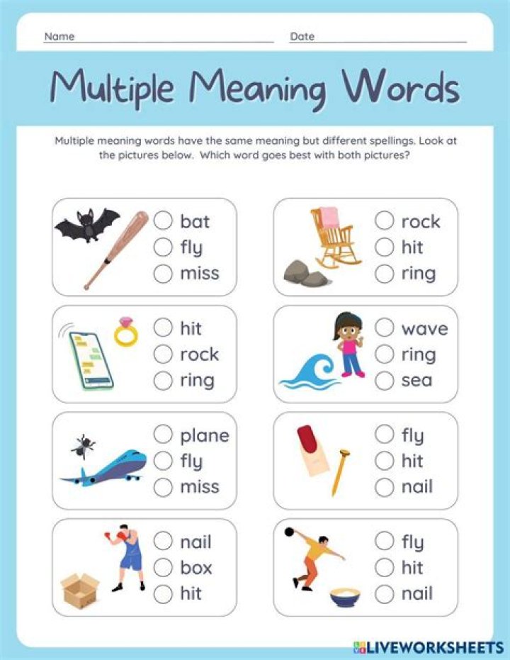 Free Multiple Meaning Words Worksheets High School PDF for Easy Learning
